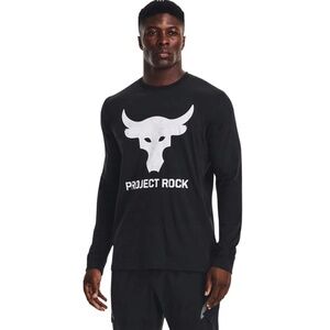 Under Armour Project Rock Brahma Bull Tee Shirt Long Sleeve Black Loose Medium